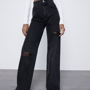 ZARA BLACK WIDE LEG JEANS